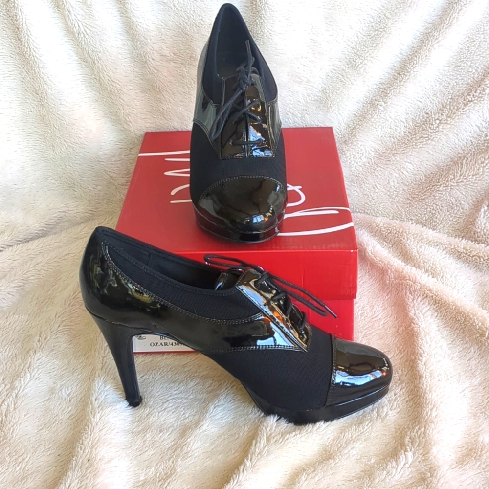 Impo Stretch Black Lace up heels